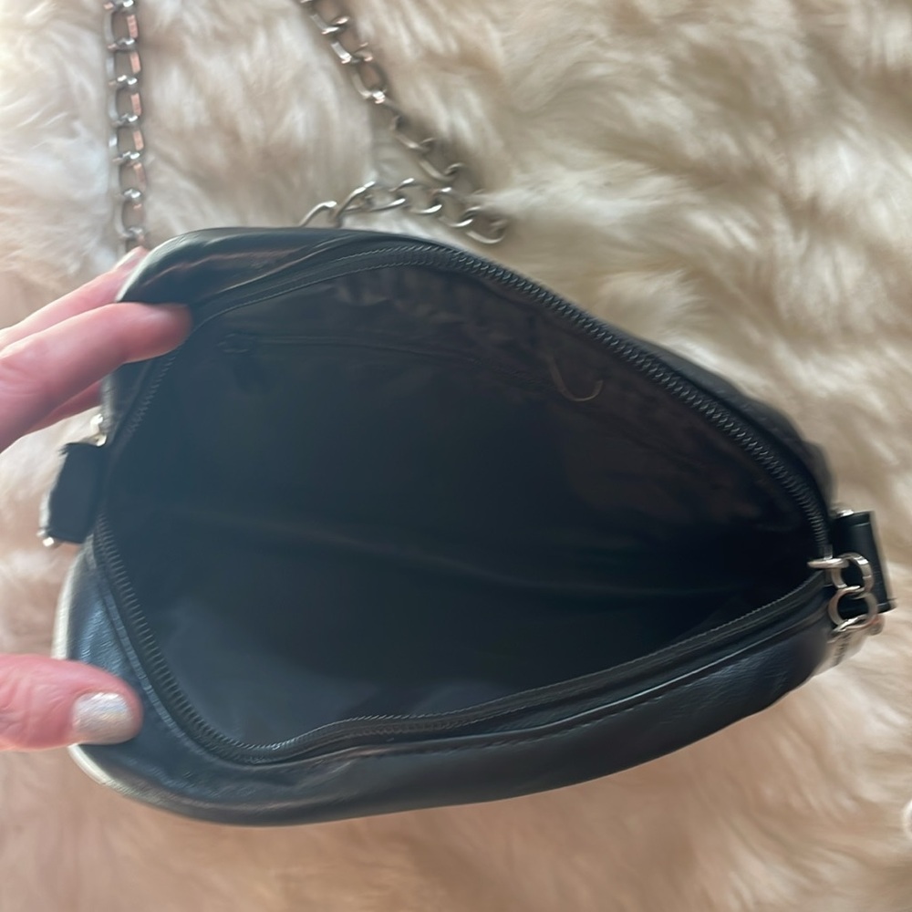 Studio Gear Quilted Chain Strap Purse, black crossbody bag silver - Picture 4 of 5